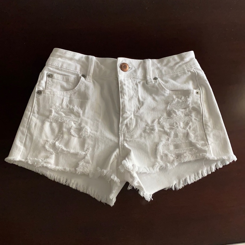 American Eagle White Denim Shorts (Size 0)